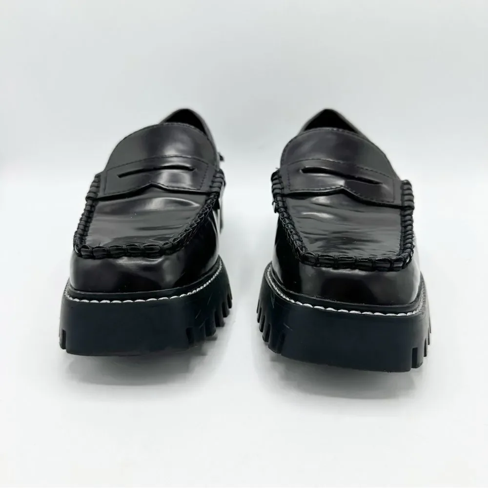 Mango Track Sole Faux Leather Slip-On Loafer with Track‎ Sole Deep Burgundy 7.5 - Picture 4 of 14